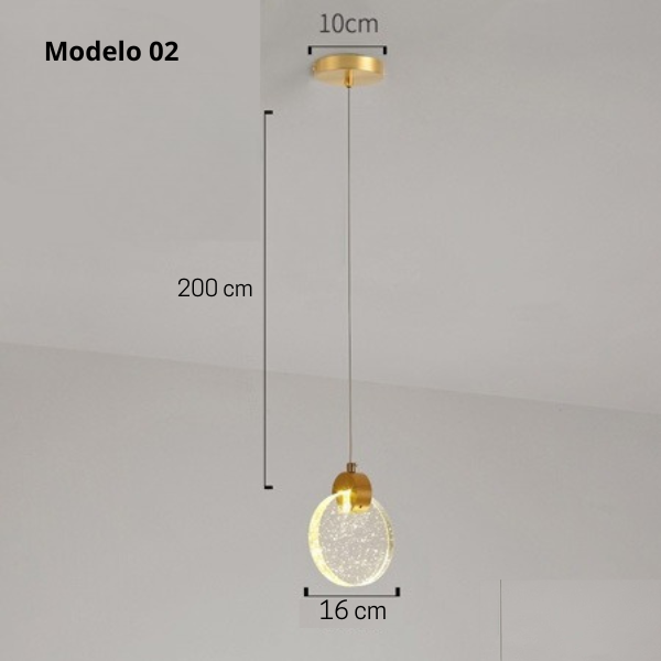 Pendente Minimalista LED - Anshooelo - 02 Opções de Tamanhos